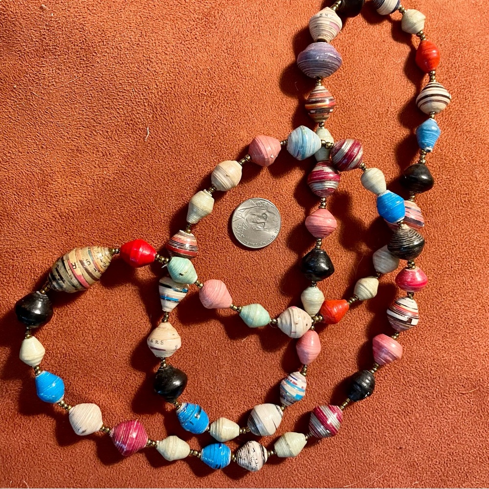 Handmade Multicolor Paper Bead Necklace - Women Jewelry